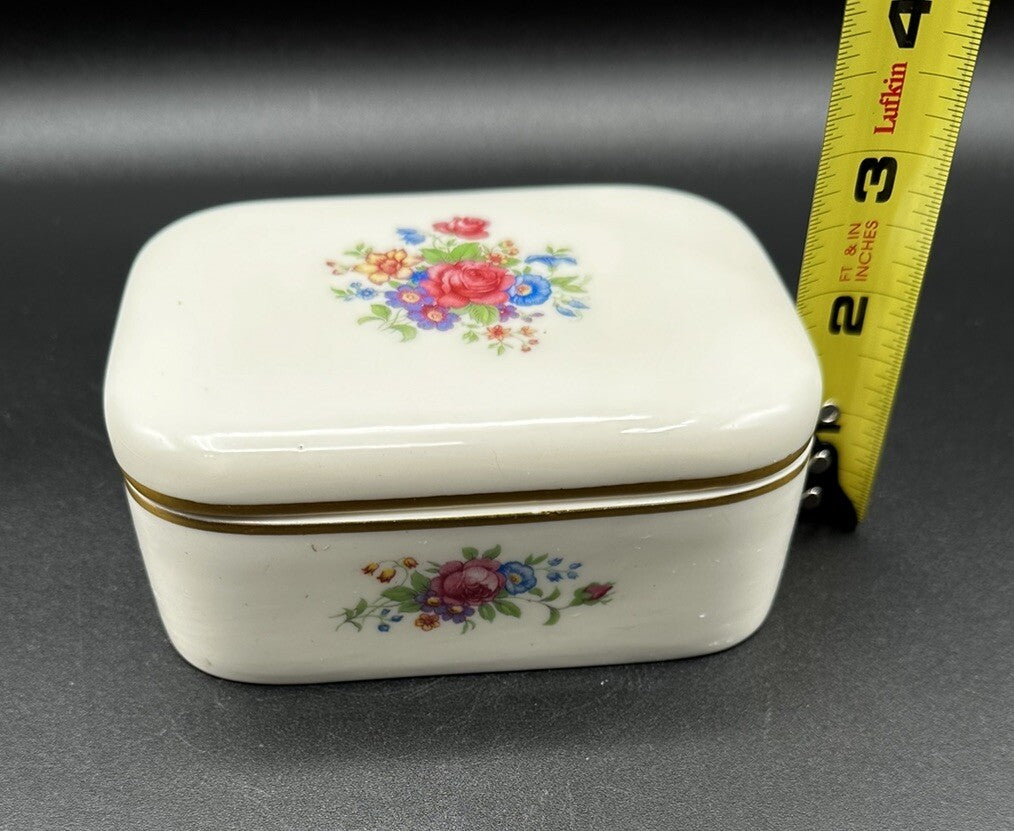 Cigarette Box 5”x 3 5/8" x 2" Lenox China Rose 3033 Pattern (READ) Vintage