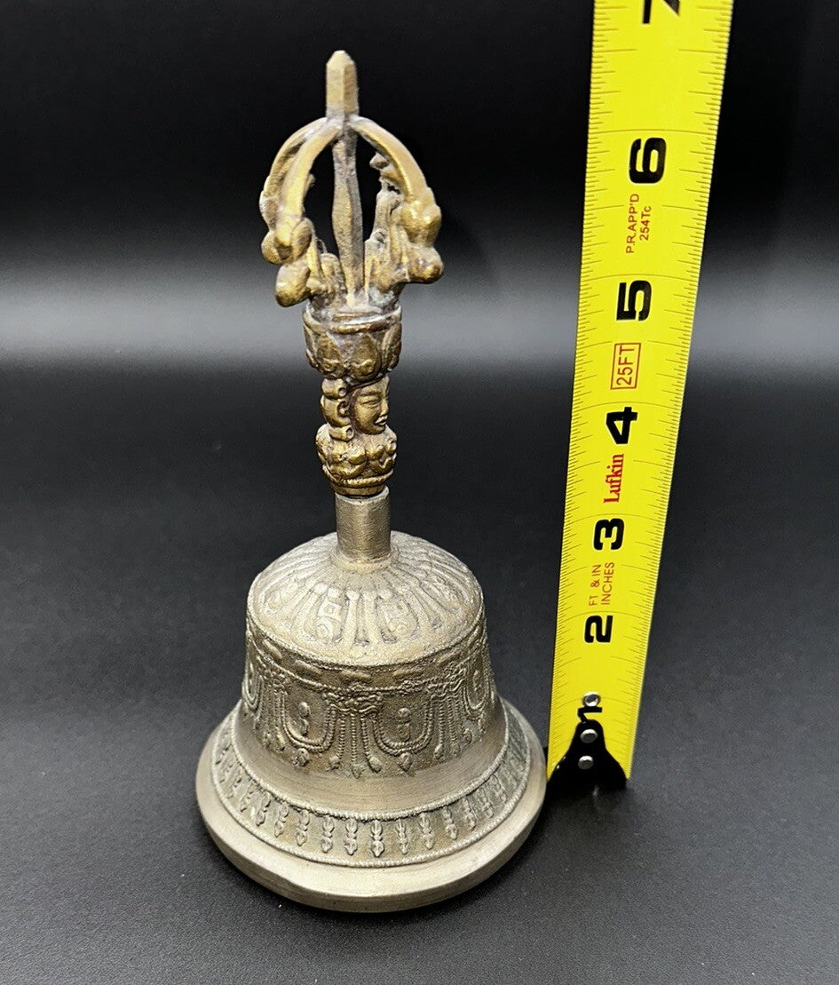 Antique/Vintage Bell Bronze Buddhist Tibetan Ritual Temple 6.5” Patina