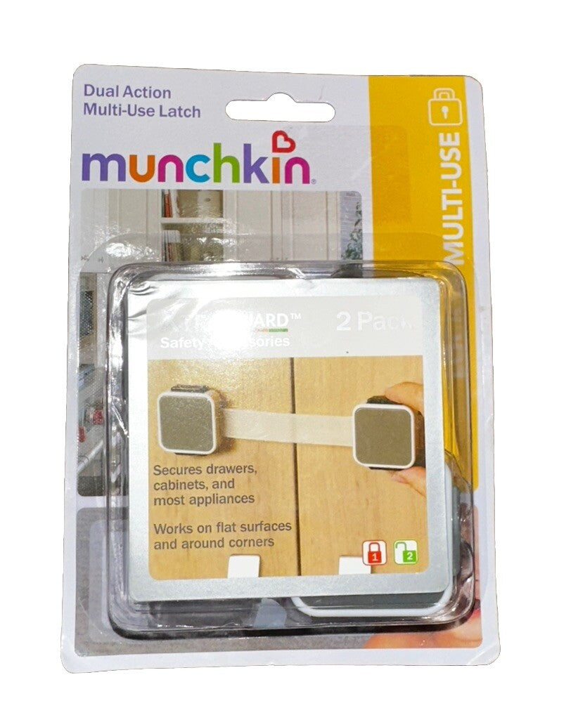 Drawer Door Latch Munchkin XtraGuard Dual Action Multi-Use 2 Pack Baby Proof New