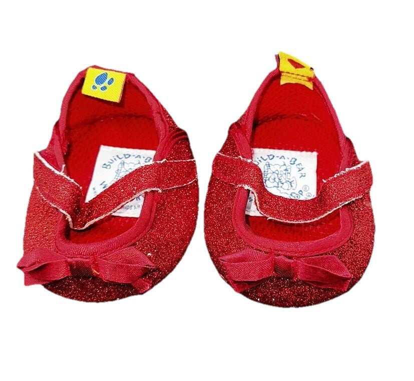 Build-A-Bear Red Glitter Dress Shoes Preowned