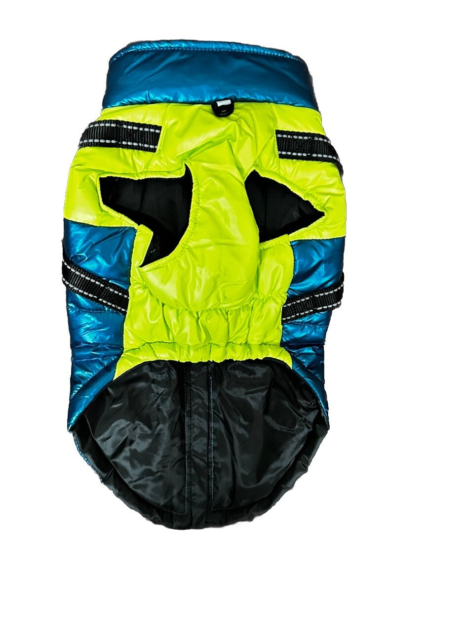 Dog Coat with Harness Winter Padded Clothes Size L Waterproof Reflective New