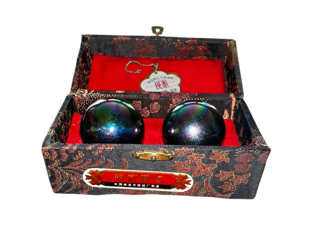 Balls Chinese Baoding Mediation Musical Neon Chrome Stress With Case Vintage