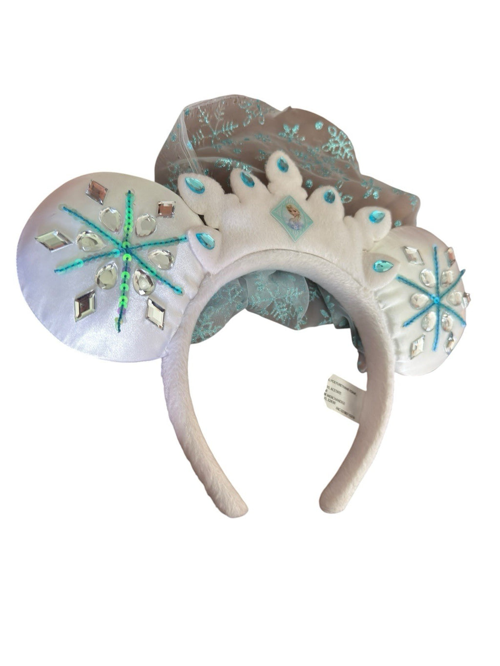 Disney Parks Mickey Mouse Frozen Ears Veiled Headband Crystal Princess Elsa