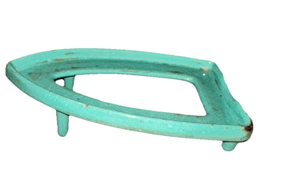 Antique Iron Stand Marked 2 From 1920/30’s Green Enameled Cast Iron Flat