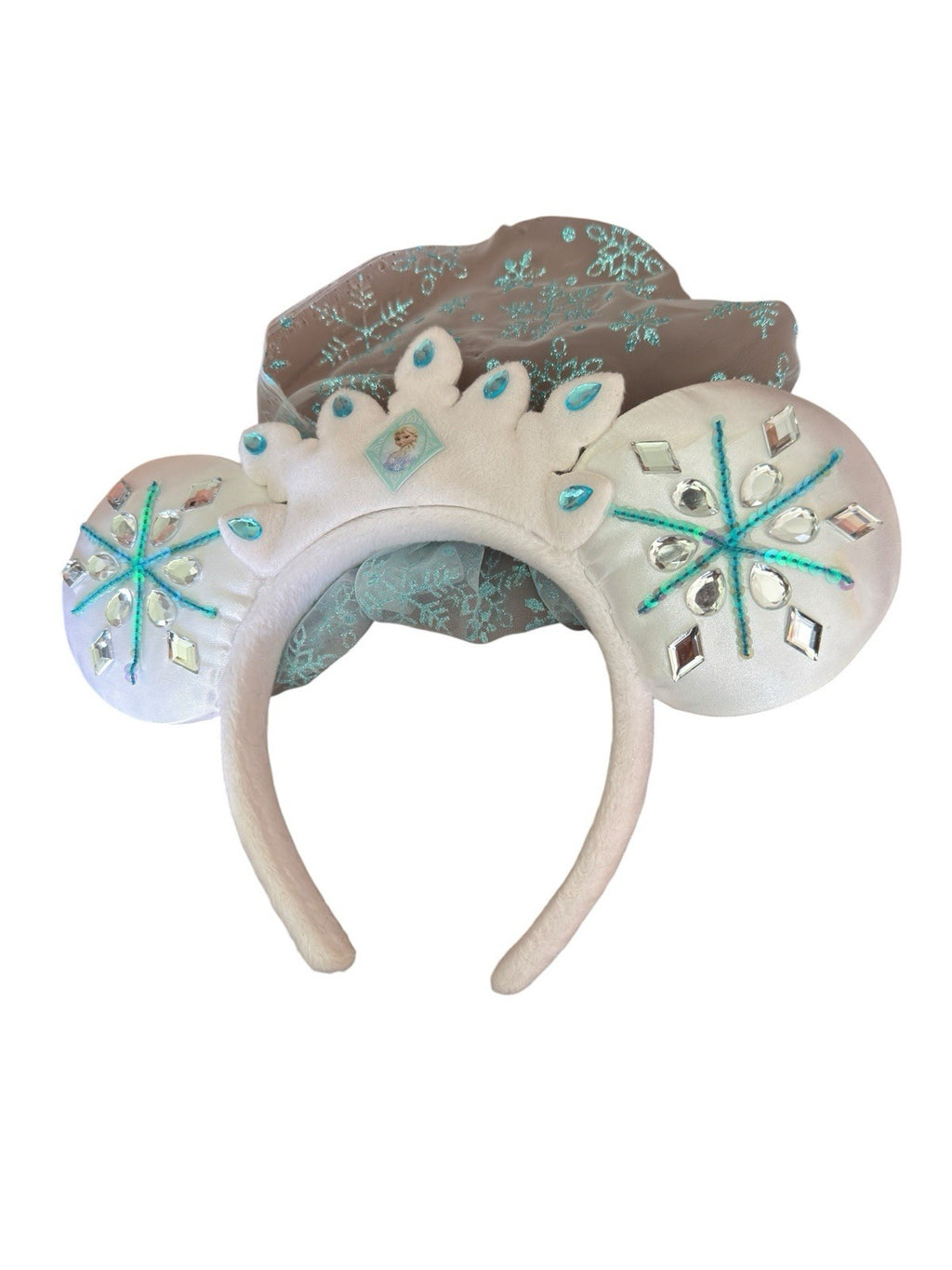 Disney Parks Mickey Mouse Frozen Ears Veiled Headband Crystal Princess Elsa