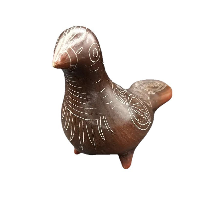 Art Pottery Dove Tonala Monochrome in Brown Mexican Folk