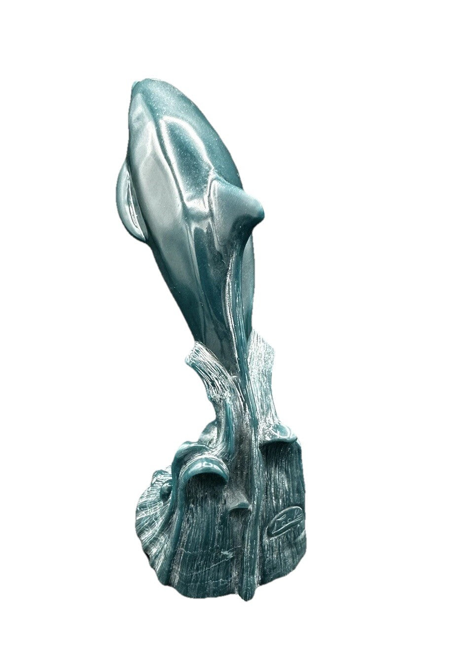 Dolphin Sculpture Cultured G.H. Cook Company Marble Fine Art Sculpture USA