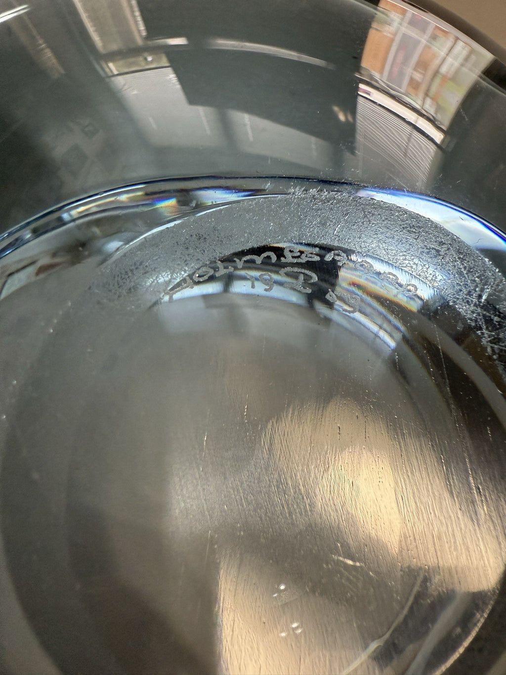 Bowl Per Lütken Holmegaard Art Glass Denmark MCM Blue Oval Signed