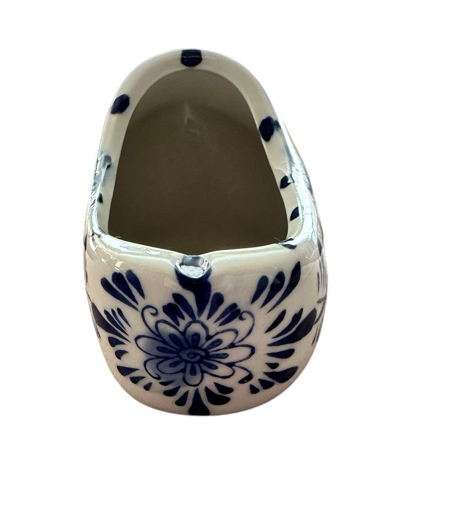 Ashtray Hand Painted 6” Blue And White Windmill Delft Pottery Shoe Planter, Vtg