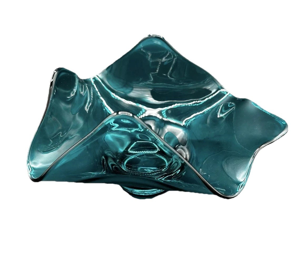 Bowl Blue Art Glass MCM Viking Glass Bluenique Free Form Vintage