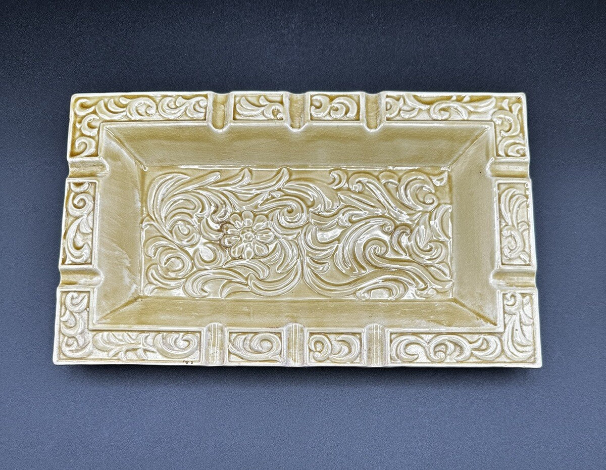 Ashtray Decor 3D Floral Porcelain Large Trinket Dish Retro Japan MCM Vintage