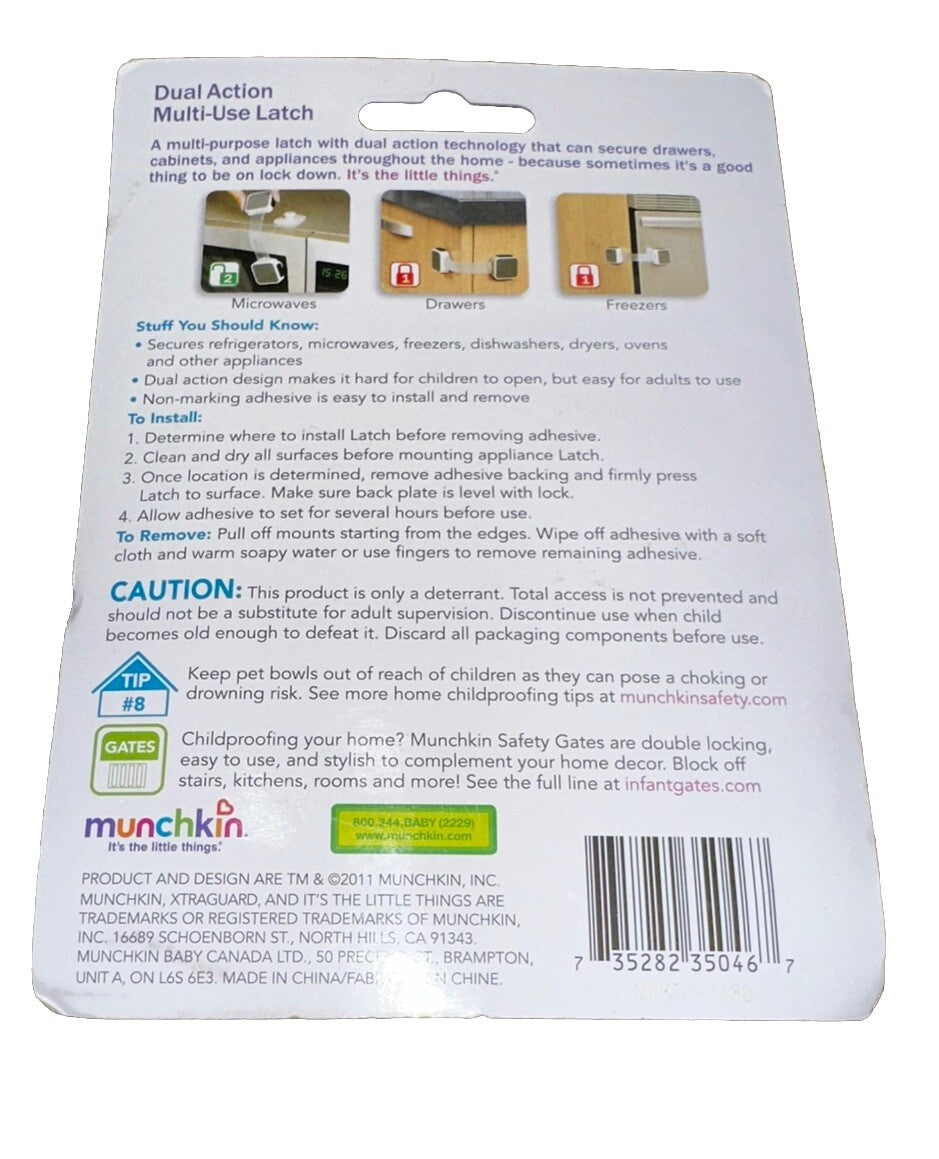 Drawer Door Latch Munchkin XtraGuard Dual Action Multi-Use 2 Pack Baby Proof New