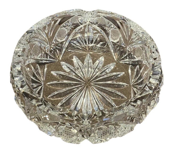 Ashtray Cigar Lead Crystal Cut Glass Quilted Strawberry Diamonds Heavy Vintage