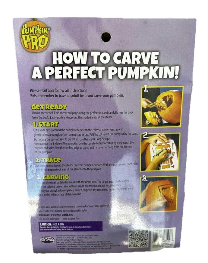 Carving Kit 4 Pieces With 6 Pop Out Stencils Pumpkin Pro Colossal New
