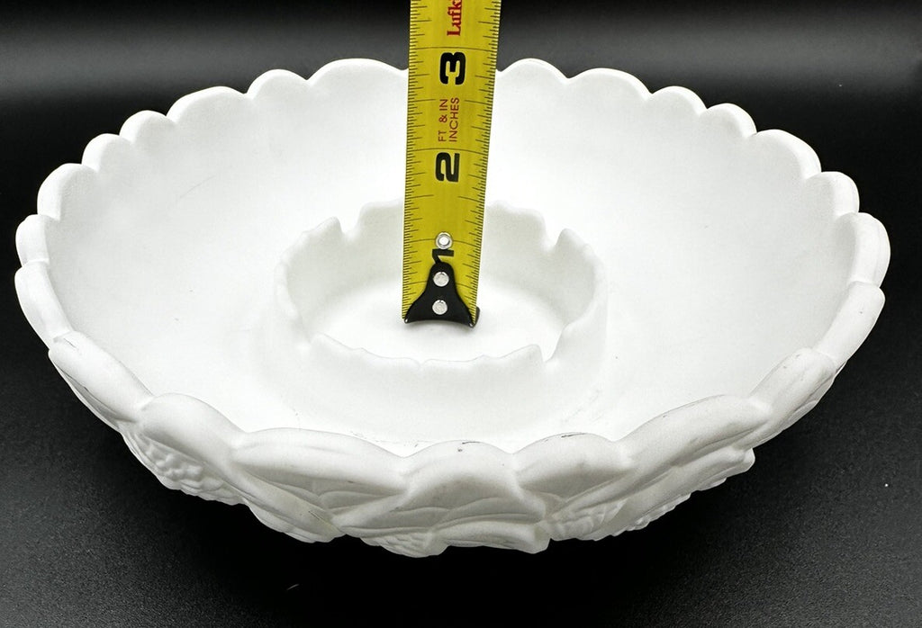 Ashtray, Trinket Dish,  8.5" Fenton Satin White Water Lily Vintage