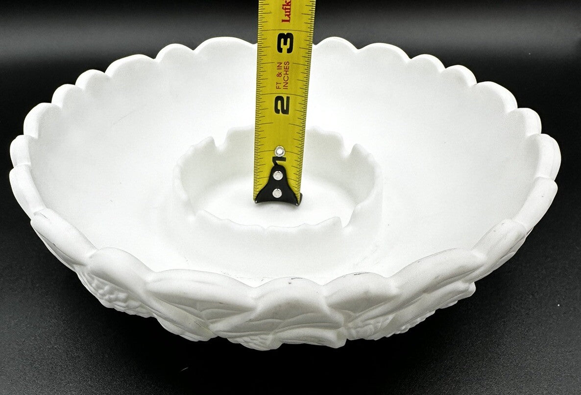 Ashtray, Trinket Dish,  8.5" Fenton Satin White Water Lily Vintage