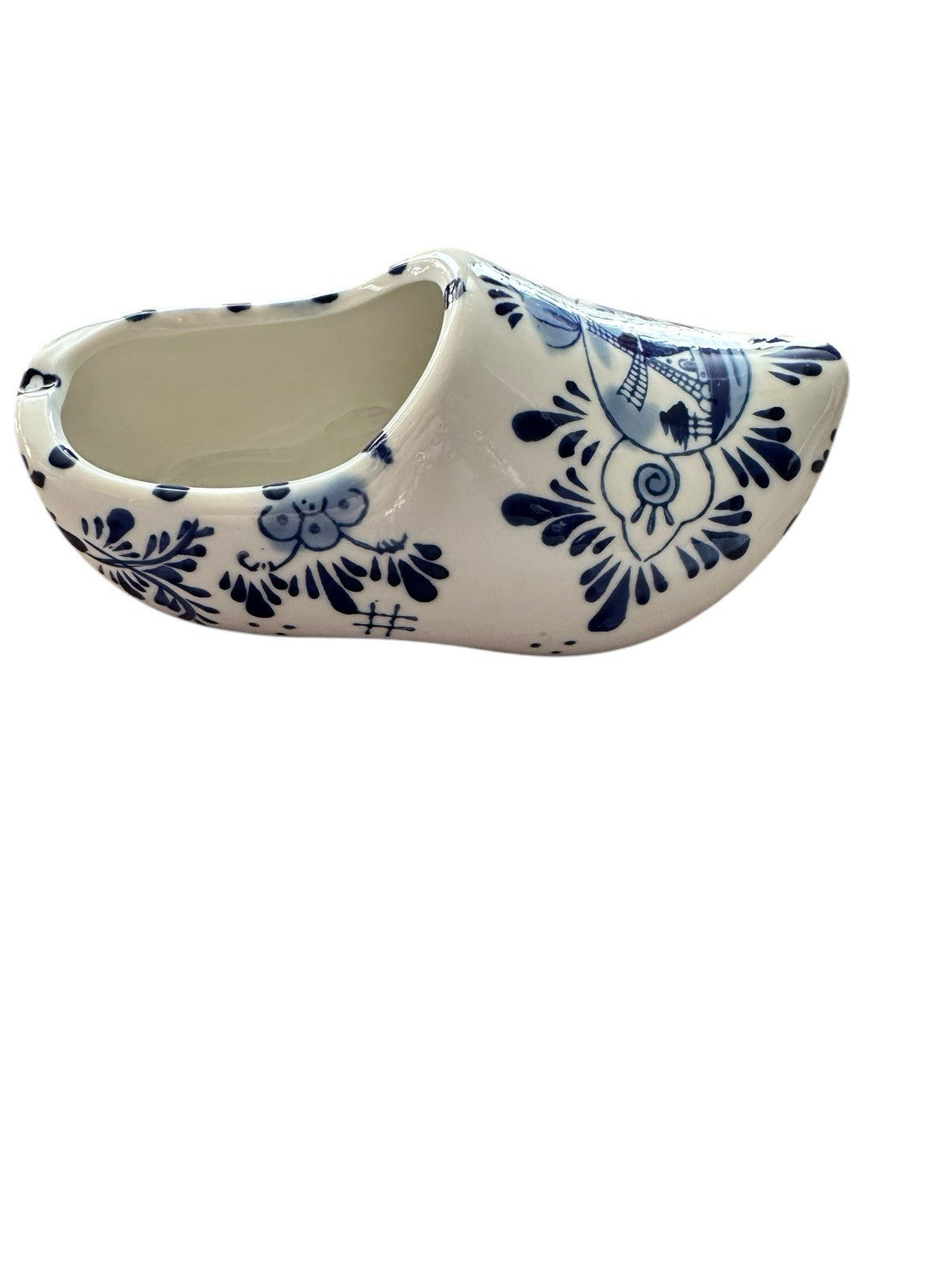Ashtray Hand Painted 6” Blue And White Windmill Delft Pottery Shoe Planter, Vtg