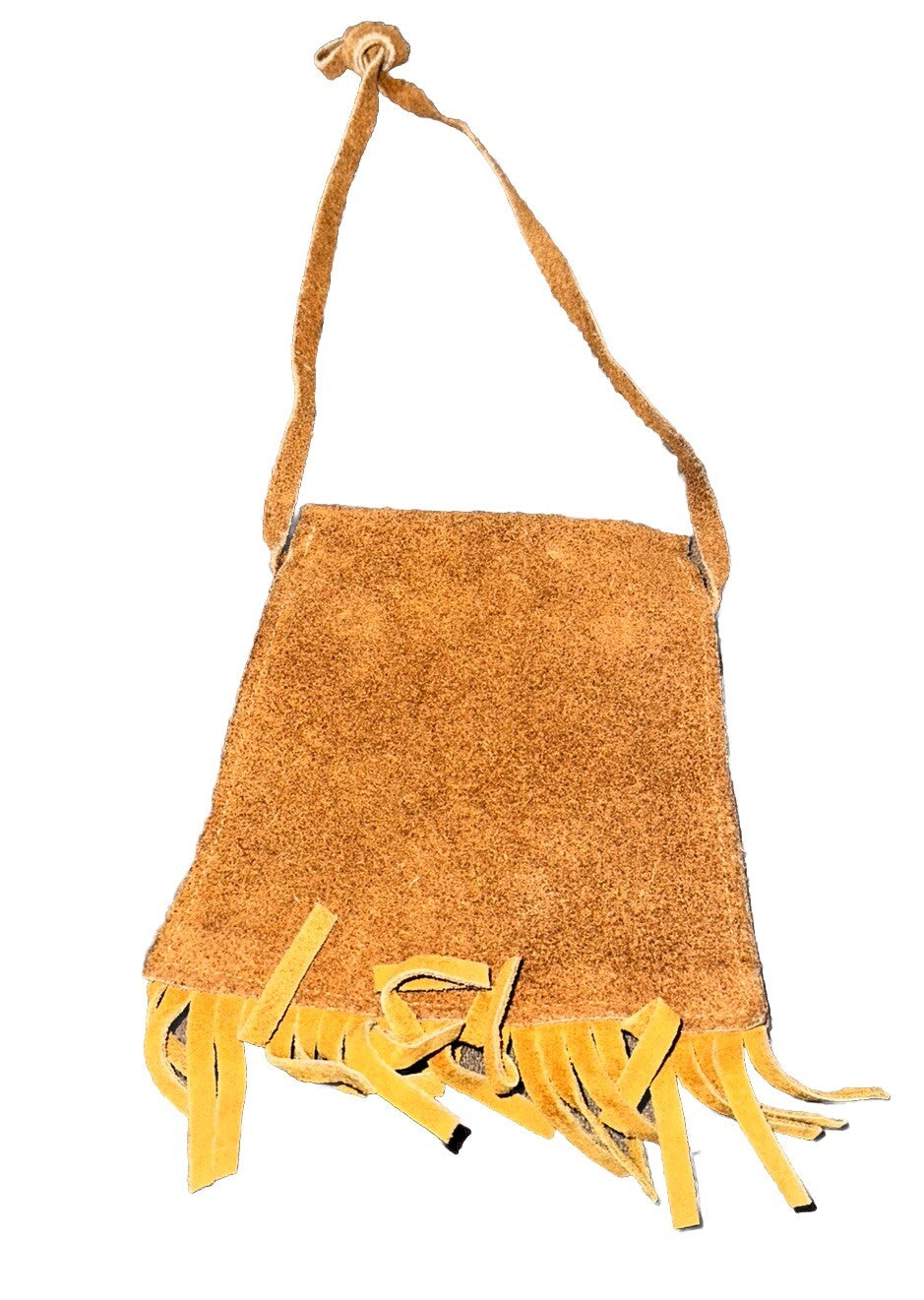 Coin Leather Pouch Purse 4.5” X 6” With Fringe 24” Thin Strap Seattle Vintage