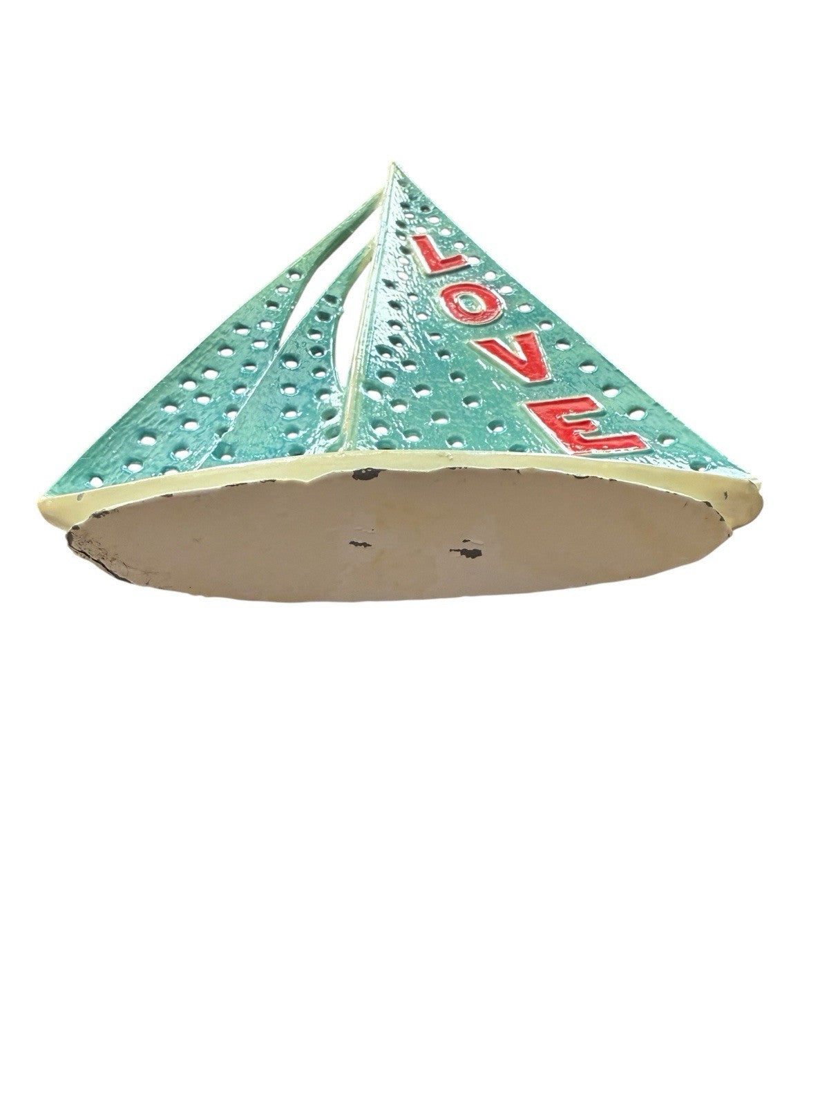 Earring Holder Metal Blue Love Sailboat Vintage