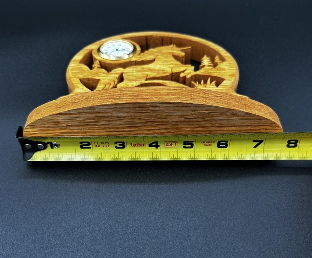 Clock Handcrafted Wood Cutout Unicorn Desk Mantel Untested