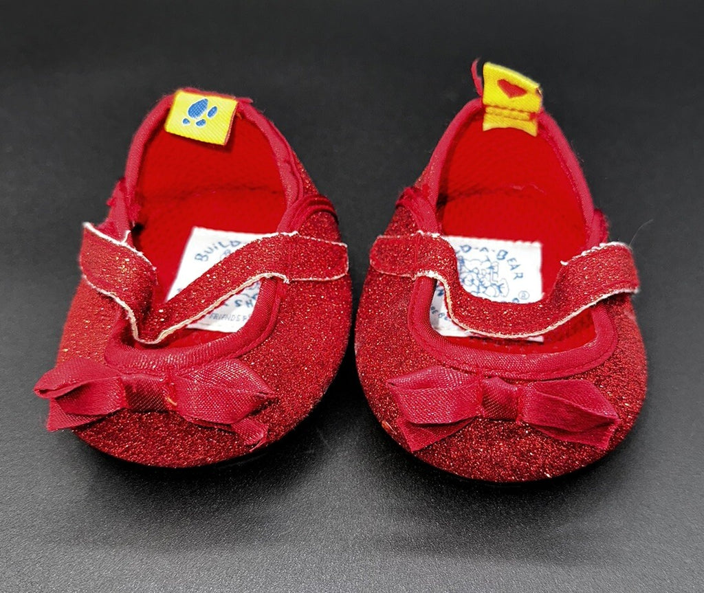 Build-A-Bear Red Glitter Dress Shoes Preowned
