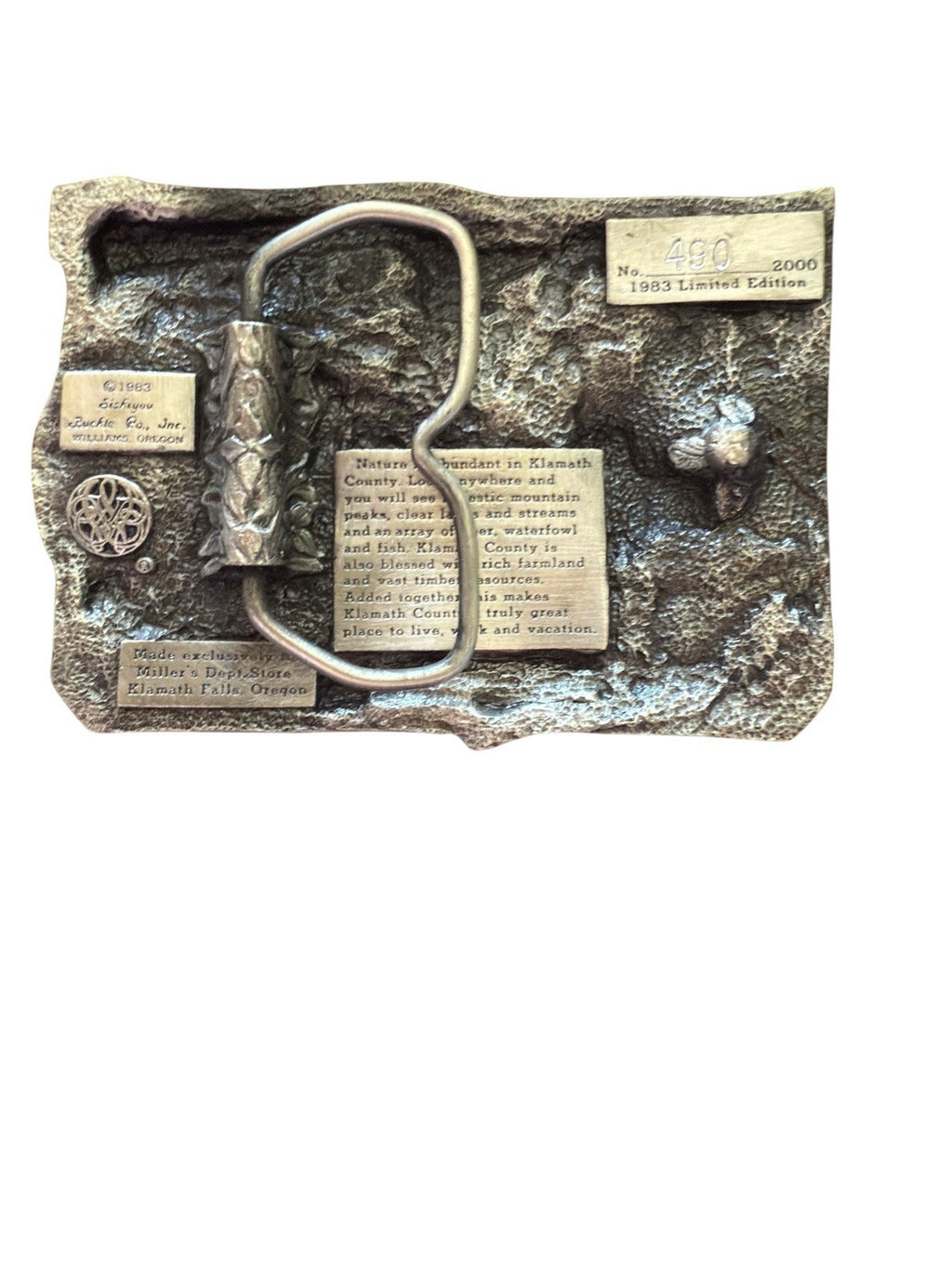 Belt Buckle Siskiyou Buckle 1983 Bergamot Brass Works Klamath County Deer New