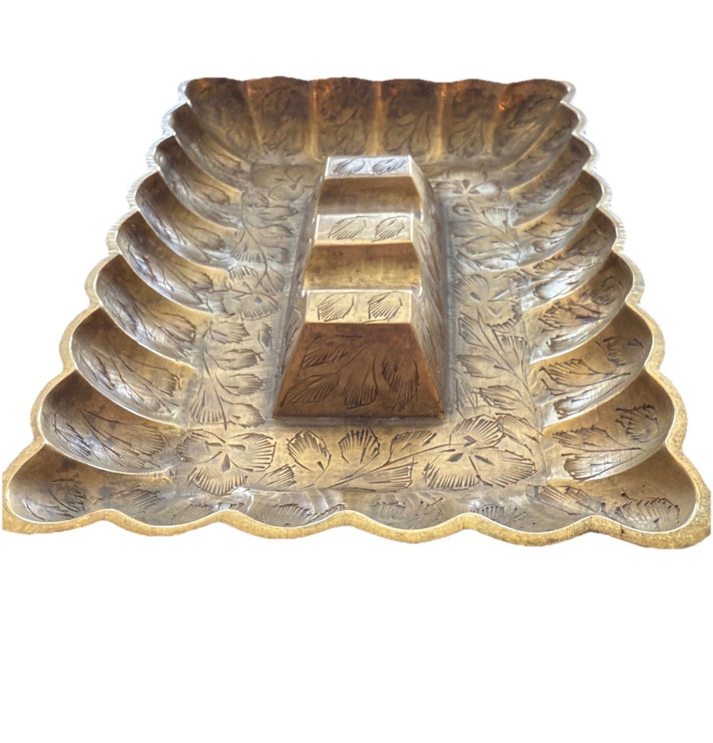 Ashtray Marked India Art Nouveau Ornate Brass Antique