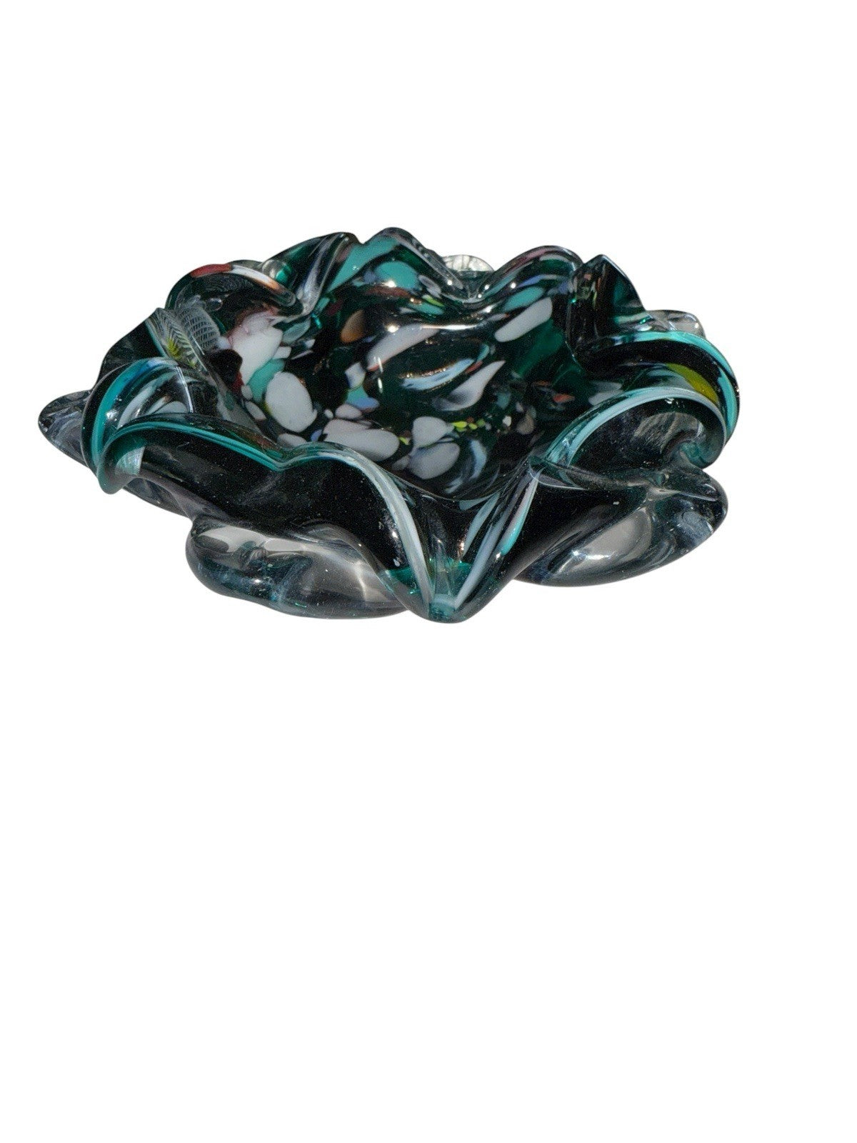 Ashtray Venetian Vintage Murano Multicolored  Aventurine Art Glass Vintage