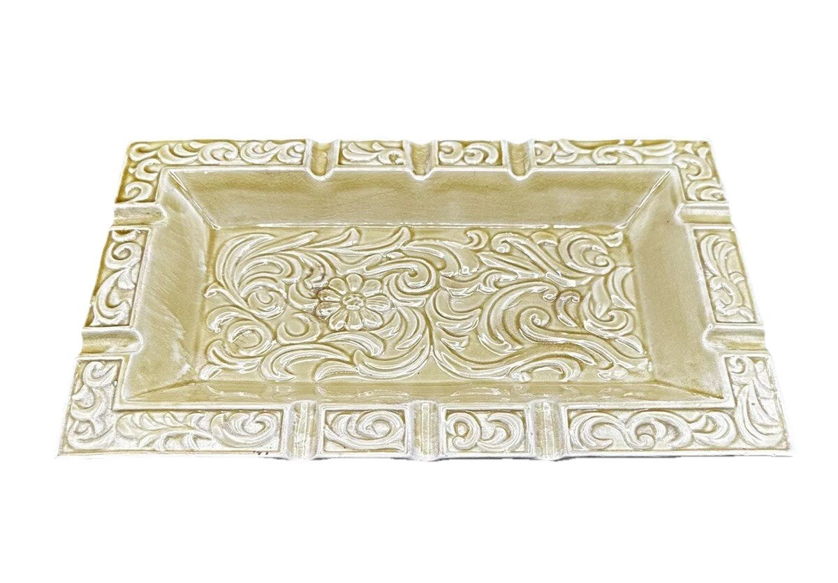 Ashtray Decor 3D Floral Porcelain Large Trinket Dish Retro Japan MCM Vintage