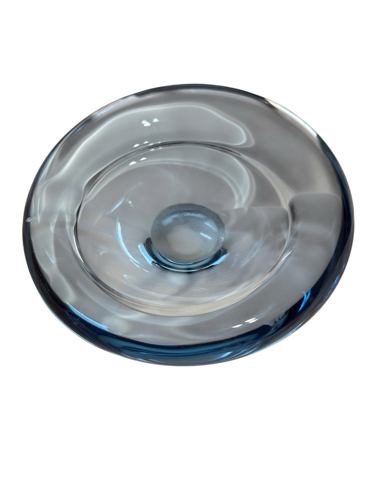 Bowl Per Lütken Holmegaard Art Glass Denmark MCM Blue Oval Signed