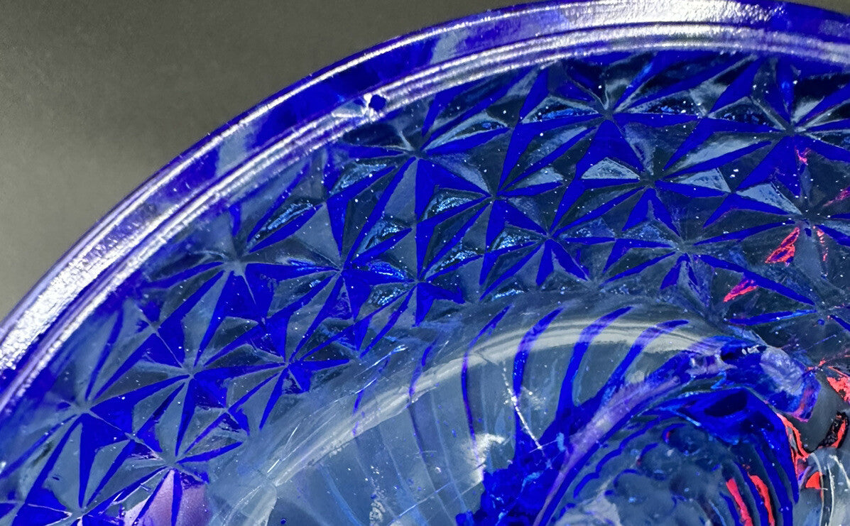 Candy Dish Hofbauer Byrdes Cobalt Blue Glass 3 Footed Large Love Birds Vintage