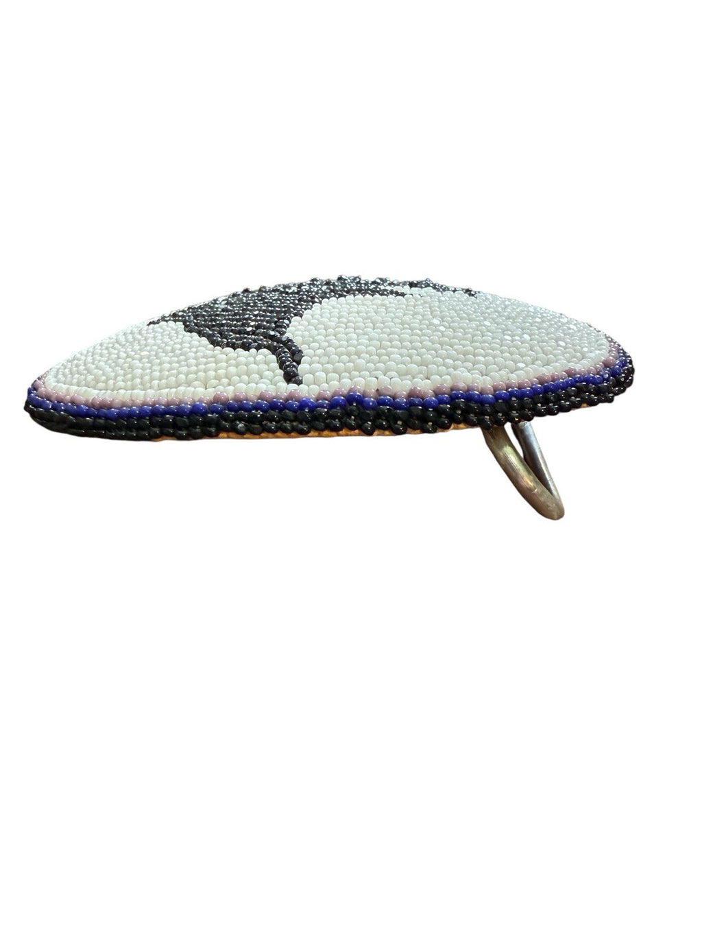 Belt Buckle, Signed And Stamped. Native American Beaded Elk Vintage