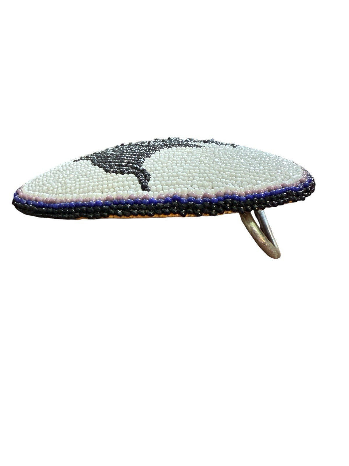 Belt Buckle, Signed And Stamped. Native American Beaded Elk Vintage