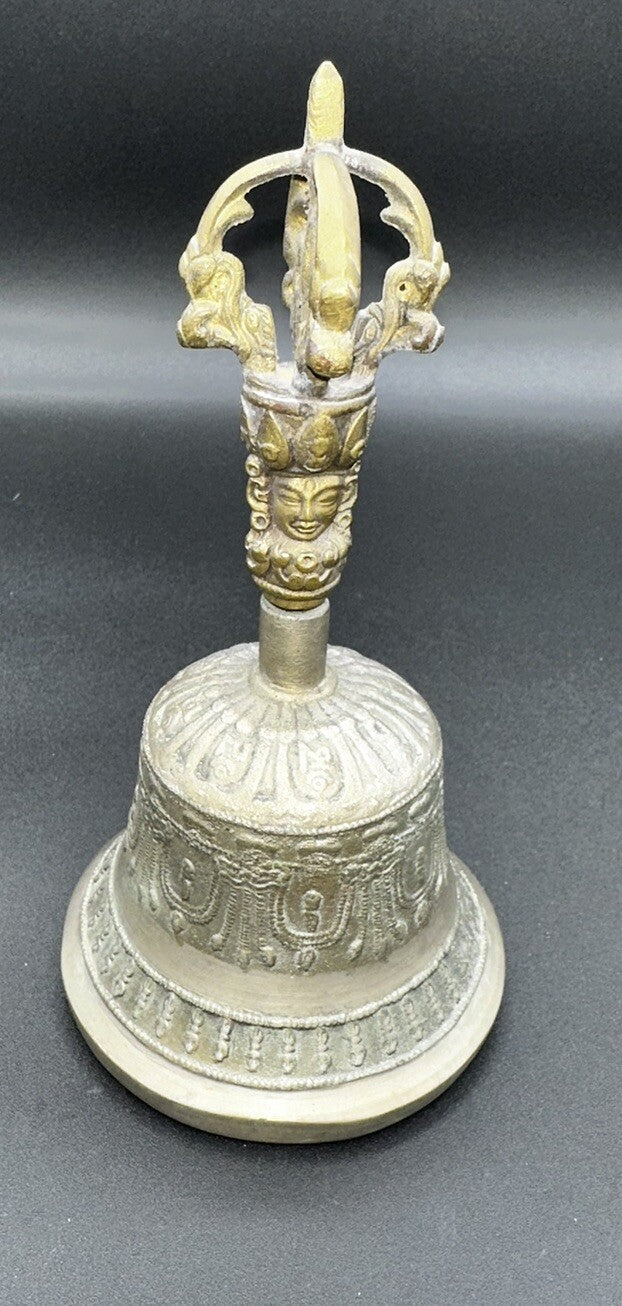 Antique/Vintage Bell Bronze Buddhist Tibetan Ritual Temple 6.5” Patina