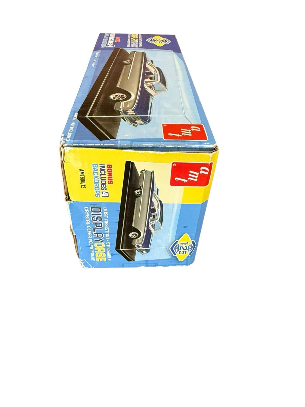 Display Case Clear Plastic Black Base 1:24 1:25 Car Model W 4 Backdrops AMT