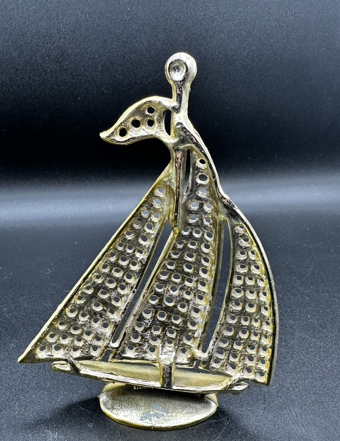 Earring Holder Enameled Sailboat  Torino Vintage