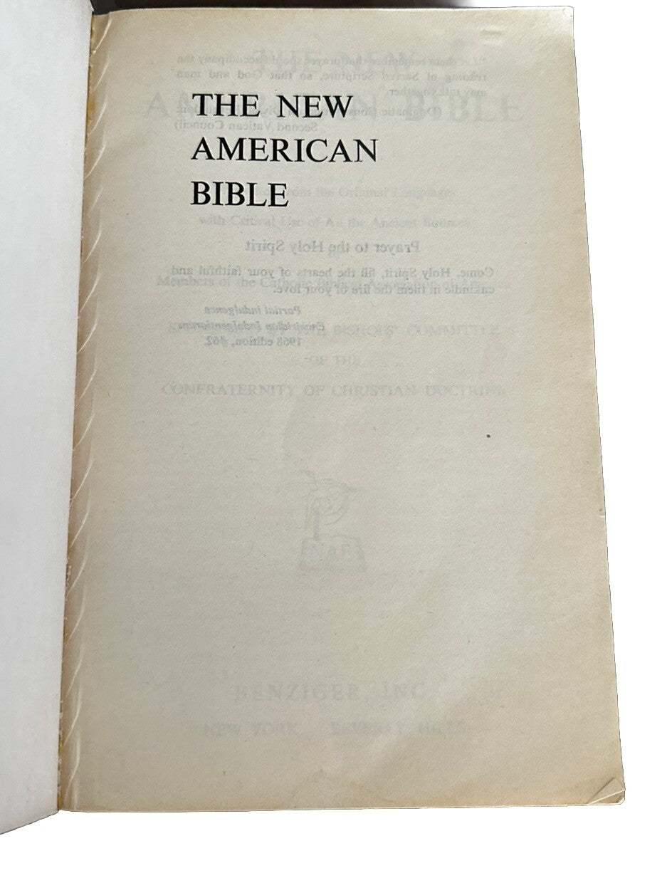 Bible American 1968 NAB Catholic Church Holy Prayer Book Mass Scripture Vtg