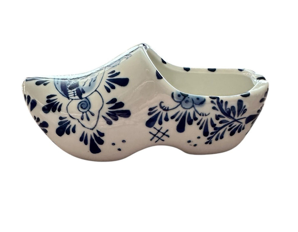 Ashtray Hand Painted 6” Blue And White Windmill Delft Pottery Shoe Planter, Vtg