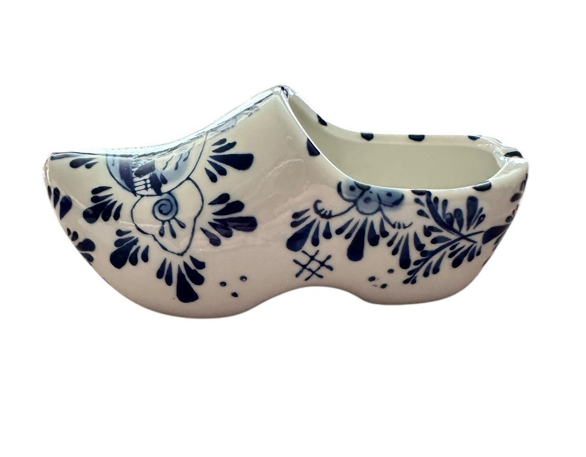 Ashtray Hand Painted 6” Blue And White Windmill Delft Pottery Shoe Planter, Vtg