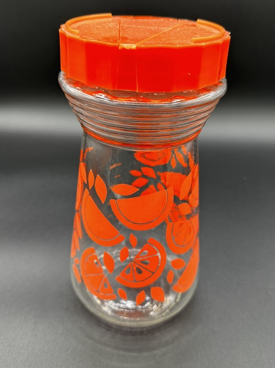 Carafe 24oz Anchor Hocking Orange Juice Glass Lidded Vintage