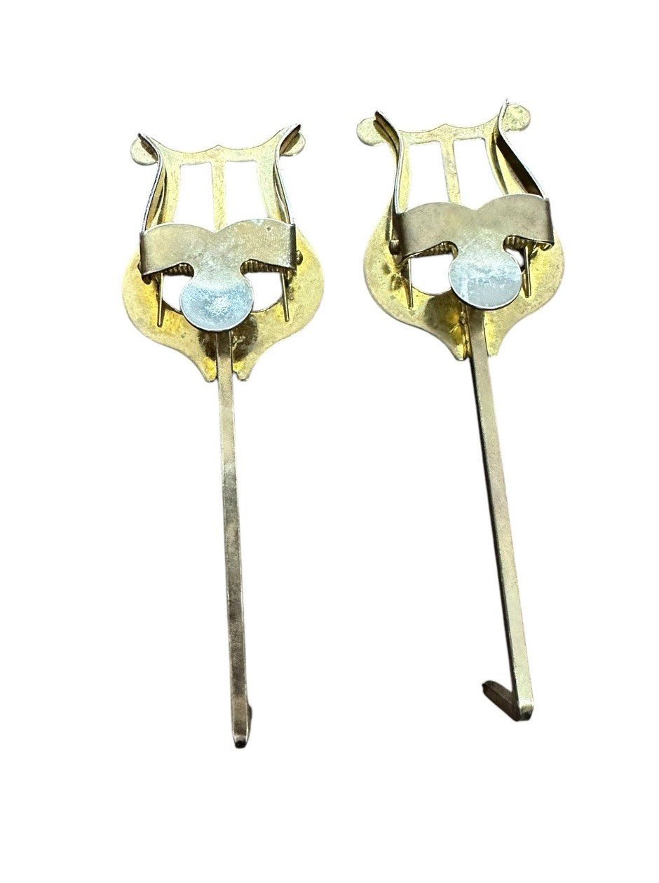 Clips Curved Shank Trumpet Music Sheet Brass (2) Vintage