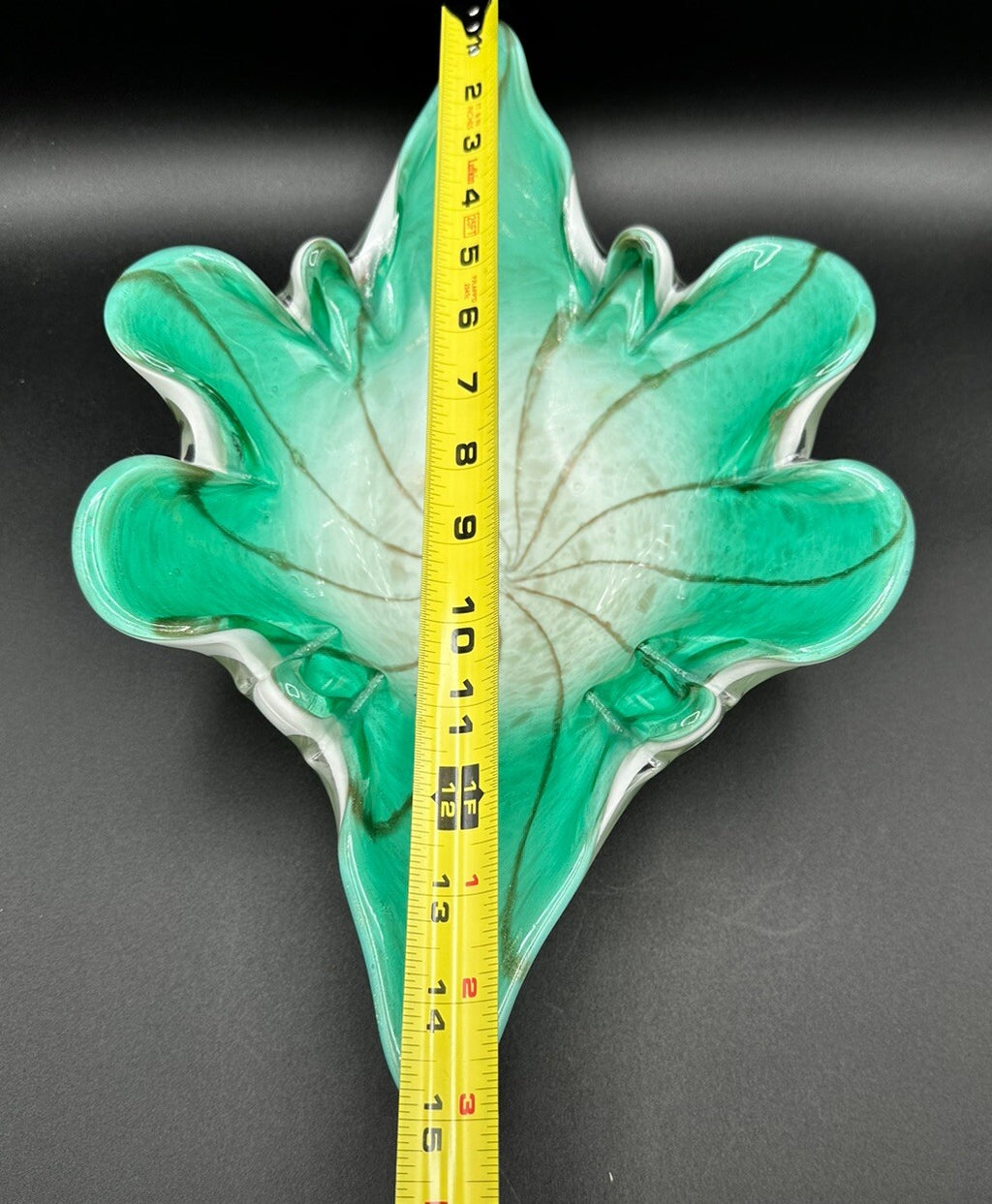 Bowl Mid-Century Green White Murano Art Glass Centerpiece Fruit Bowl Vintage