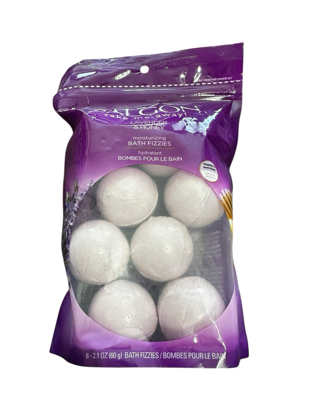 Bath Fizzies Bombs Lavender & Honey 8 Count Discontinued Calgon Moisturizing New