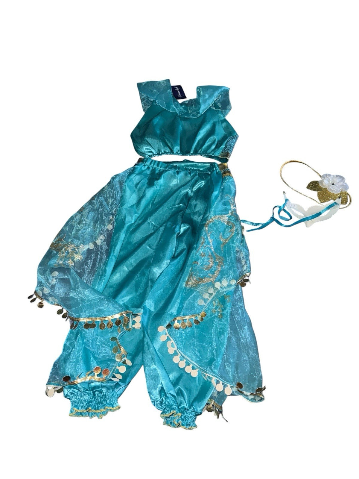 Disney Aladdin Princess Jasmine Costume 7-8 Blue Top And Bottom