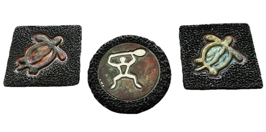 Coasters Ben Diller & J Yaytan Hawaii Heavy Lava Texture Signed Set Of 3