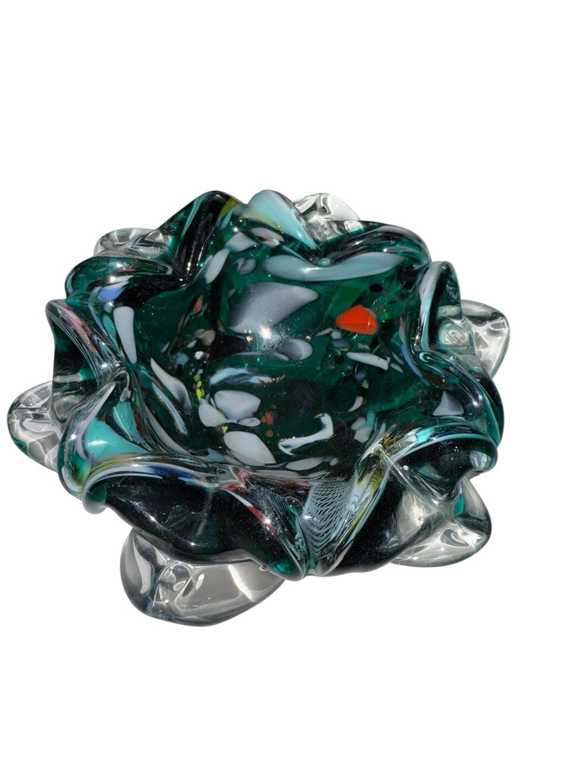 Ashtray Venetian Vintage Murano Multicolored  Aventurine Art Glass Vintage