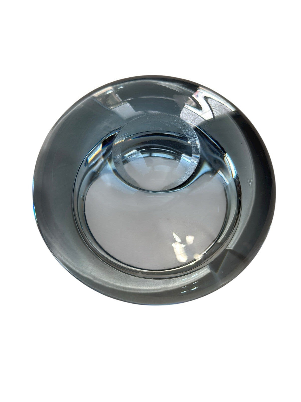 Bowl Per Lütken Holmegaard Art Glass Denmark MCM Blue Oval Signed