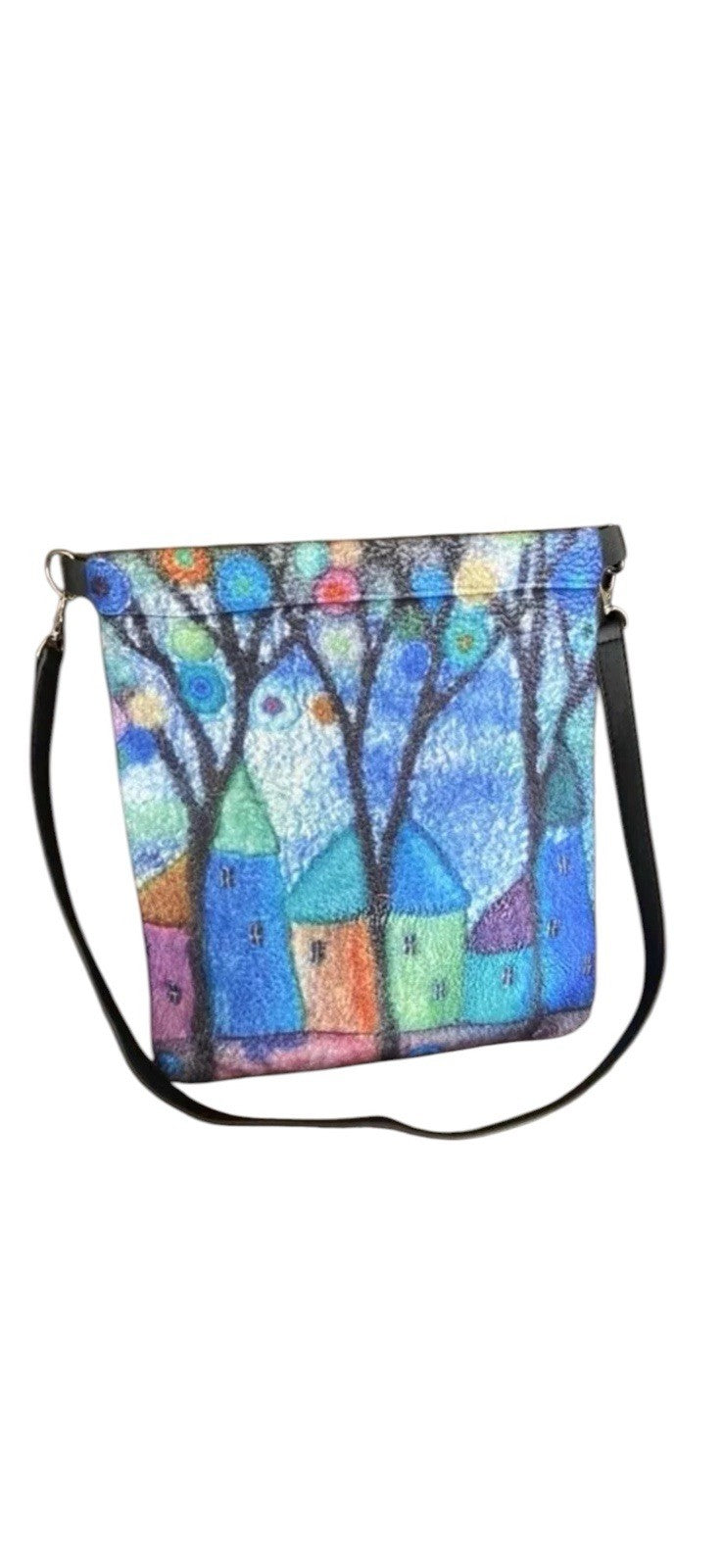 Crossbody Purse Cottage House Village Lightweight Colorful Preowned