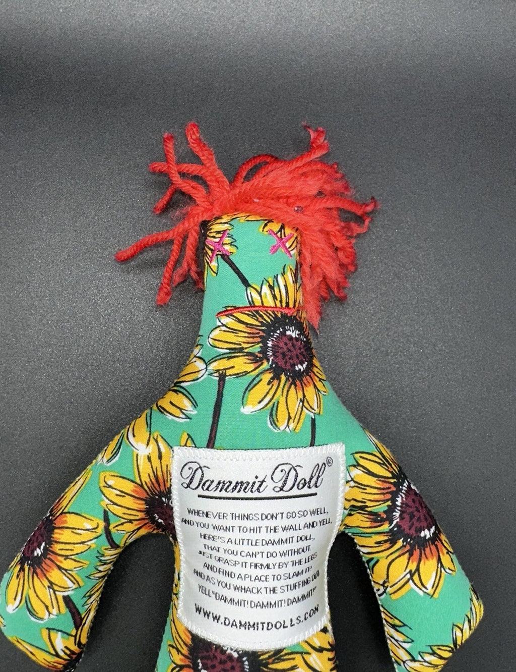 Dammit Doll Stuffed Plush Doll Toy  Sunflowers Red Hair 12" Preowned