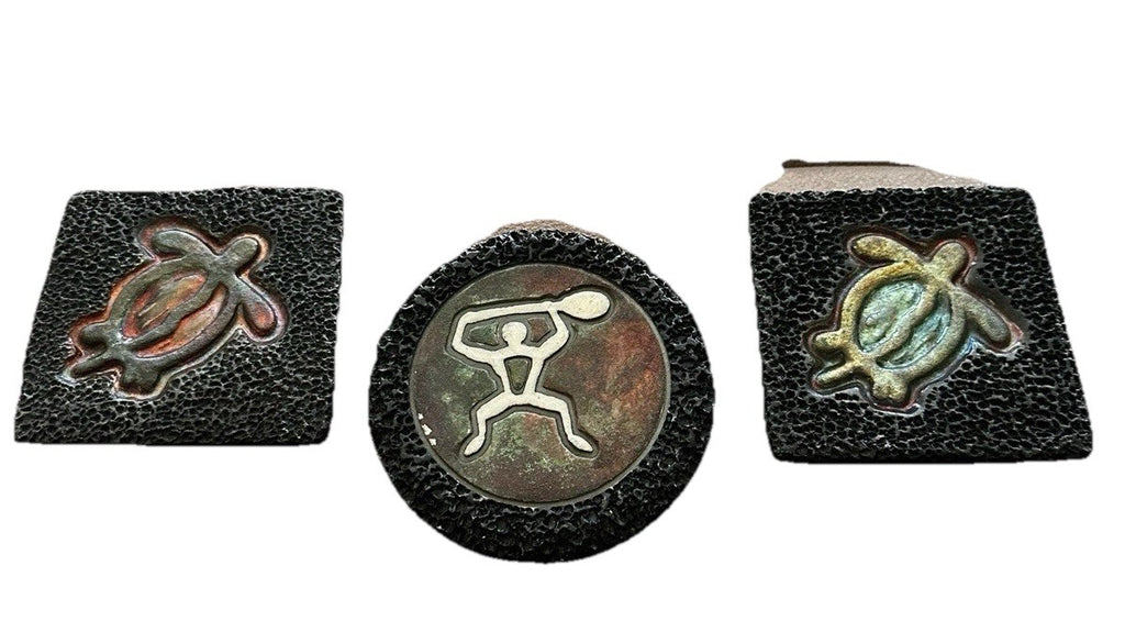 Coasters Ben Diller & J Yaytan Hawaii Heavy Lava Texture Signed Set Of 3